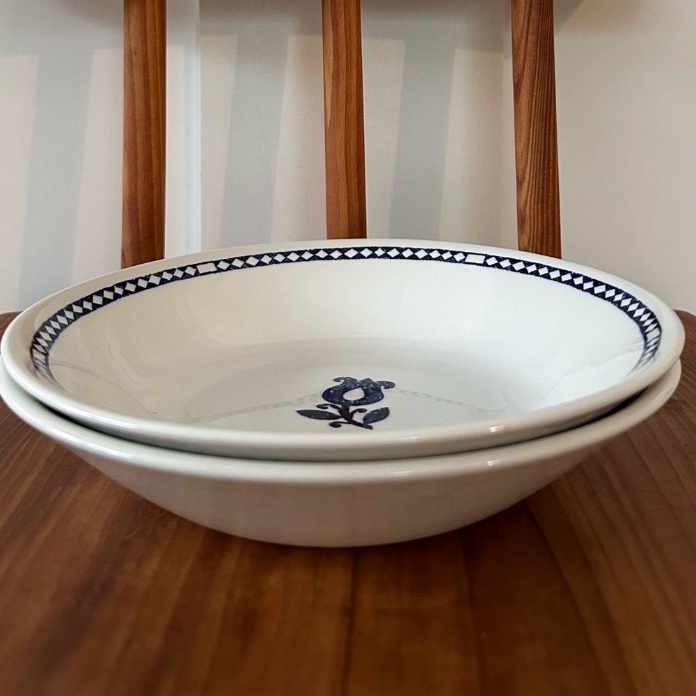 Set of 2 Churchill England IKEA Bowls Blue tulip Vintage